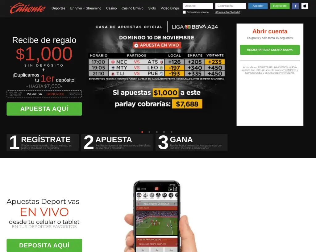 Registro en Caliente Casino